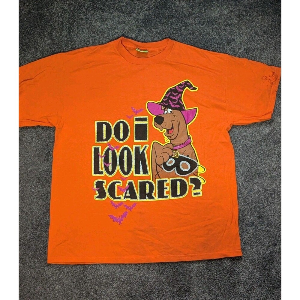 Vintage Cartoon Network Y2K Scooby Doo Orange Halloween T-Shirt Mens XL USED